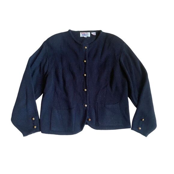 Vintage Gally-Ho Womens 100% Acrylic Cardigan Sweater Size M Black - Picture 2 of 4